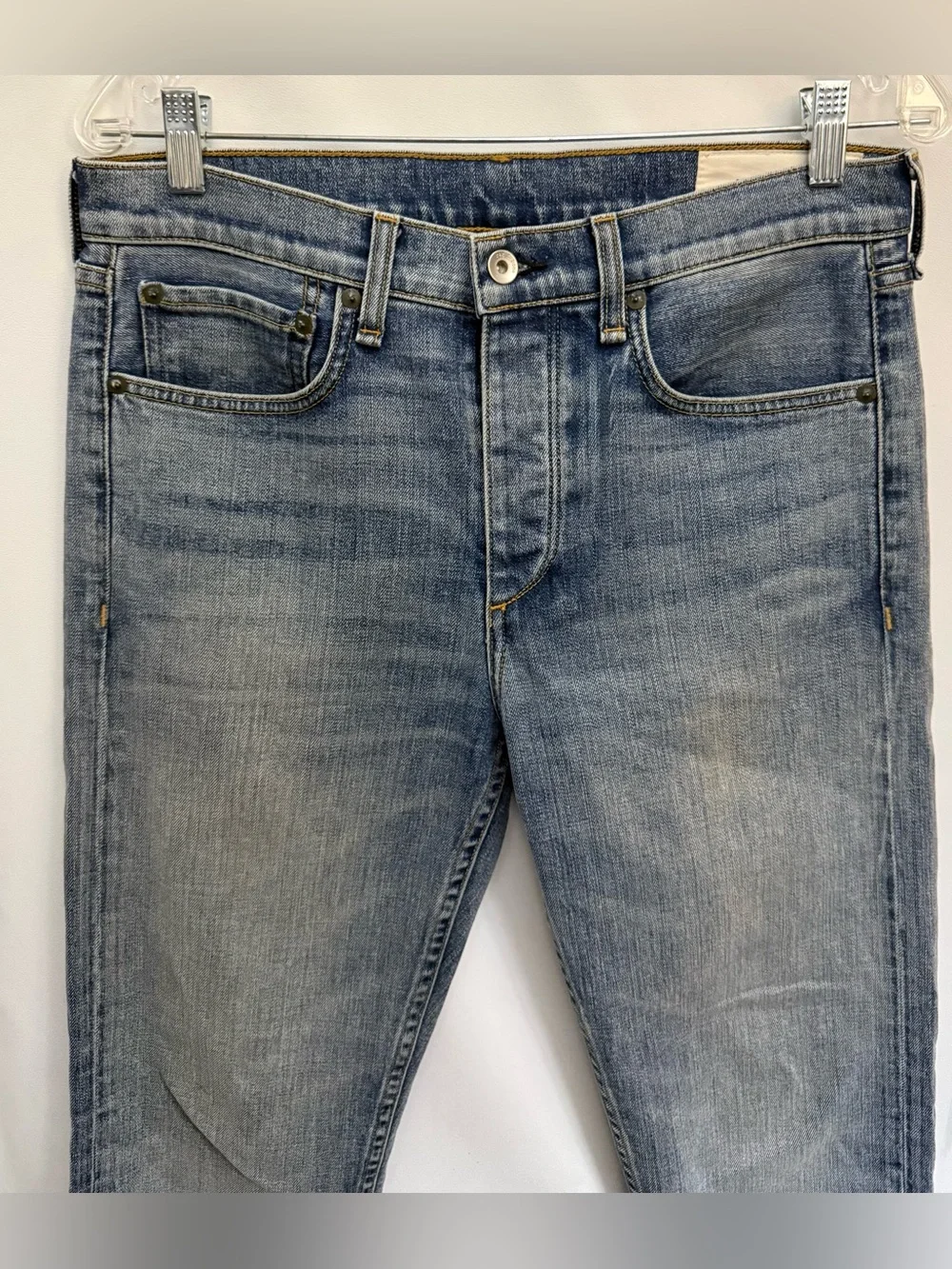 RAG & BONE Made In USA Slim Fit 2 Jeans Mens 31x30” HAYES Button Fly Stretch EUC
